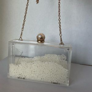 Floating Pearl Acrylic Clutch Bag
